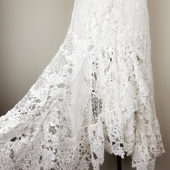 Beautiful Boston Proper White Crochet Ruffled Lace High Low Skirt Ladies Size 2 - Picture 8 of 9